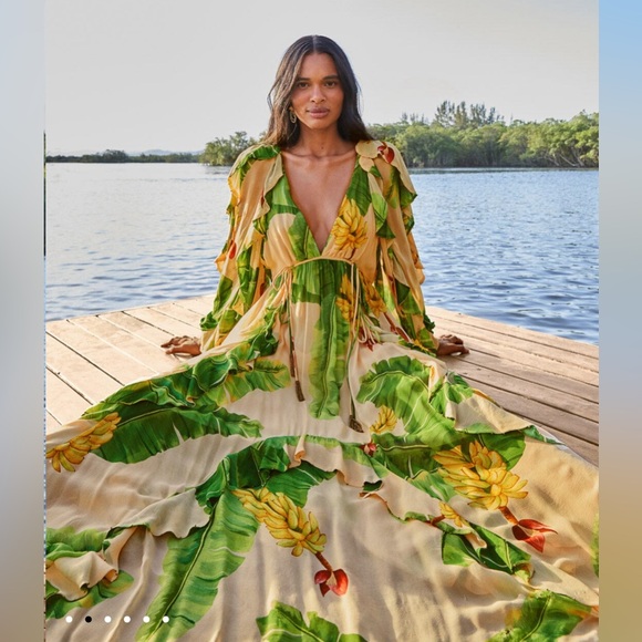 Farm Rio Beige Fresh Bananas Maxi Dress - Picture 2 of 10